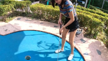 Amateur Thai teen is really bad at minigolf but good at sex