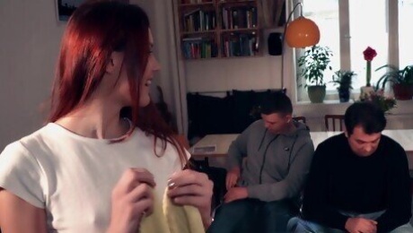 Unforgettable hostel fuck for outgoing redhead Charlie Red