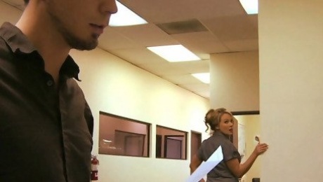Blond Milf Gets Hard Doggystyle Pounding From Young Office Guy