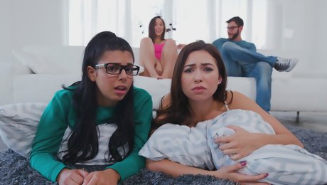 Abella Danger invited her girlfriends to seduces for group fuck with her boyfriend